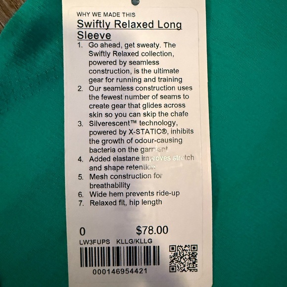 NWT Lululemon Swiftly Relaxed Long Sleeve | Kelly Green - Picture 3 of 3
